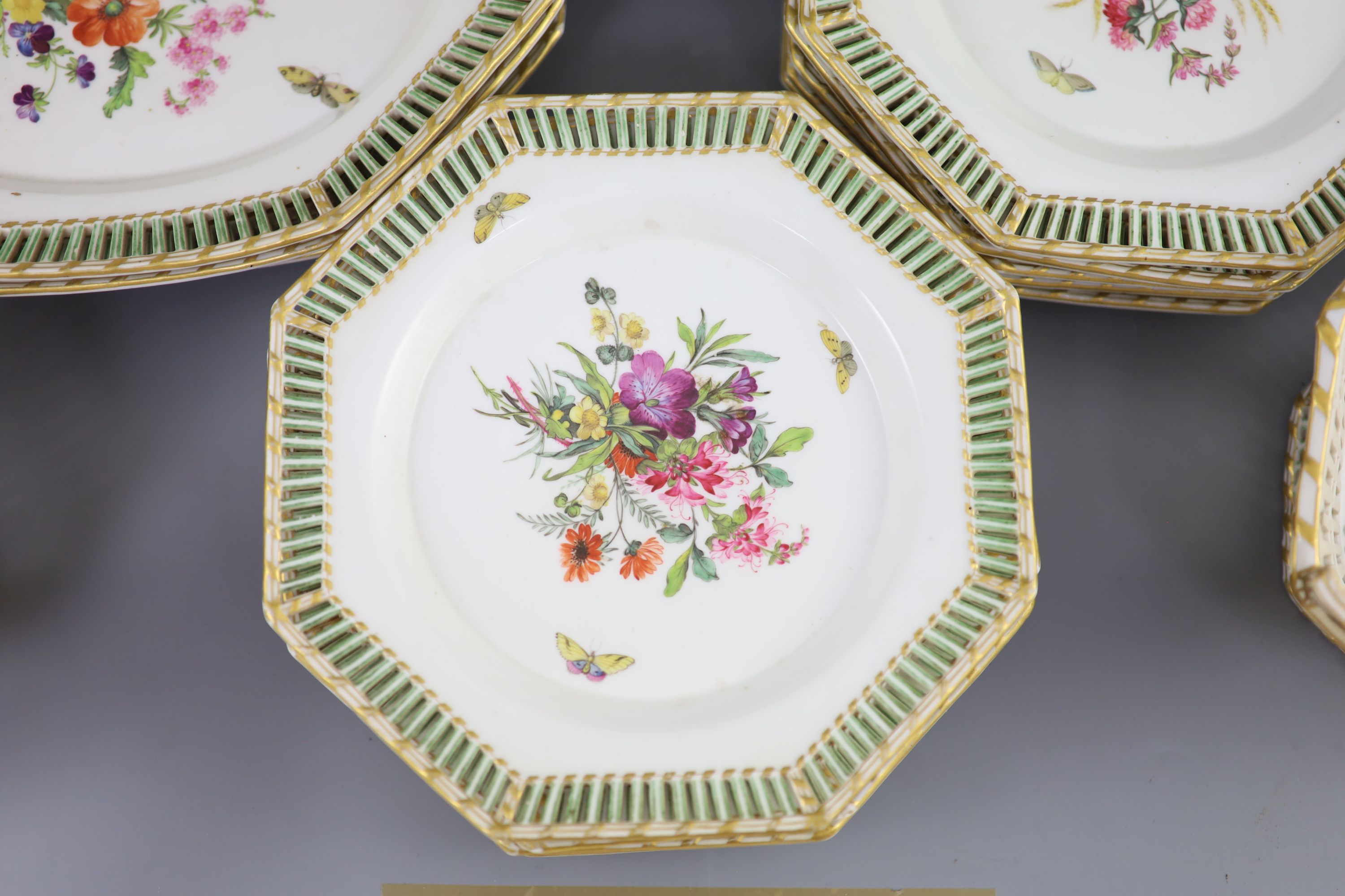 A Berlin porcelain dessert service, mid 19th century